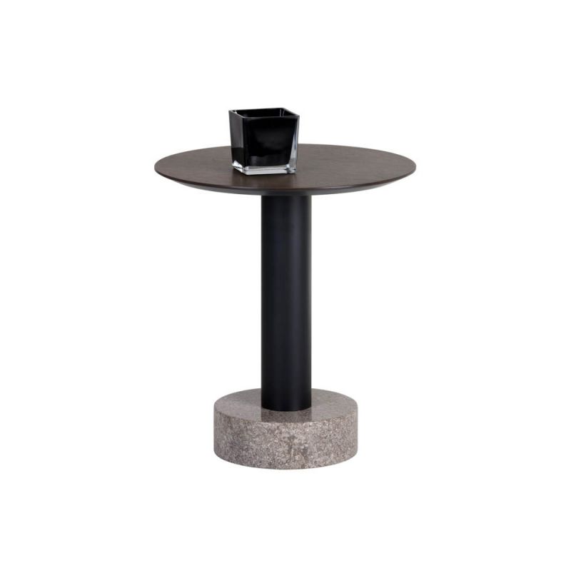 Sunpan - Artezia Monaco End Table - Black - Grey Marble / Raw Umber - 104630