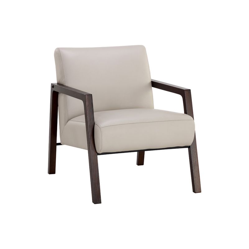 Sunpan - Neymar Lounge Chair - Linea Light Grey Leather - 107703