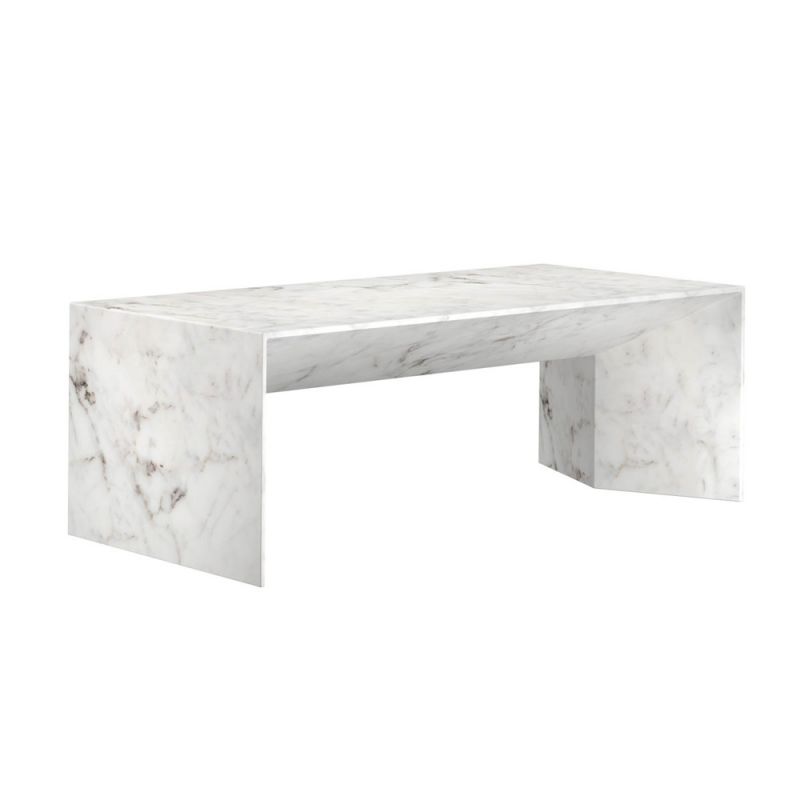 Sunpan - MIXT Nomad Coffee Table - Marble Look - White - 108025