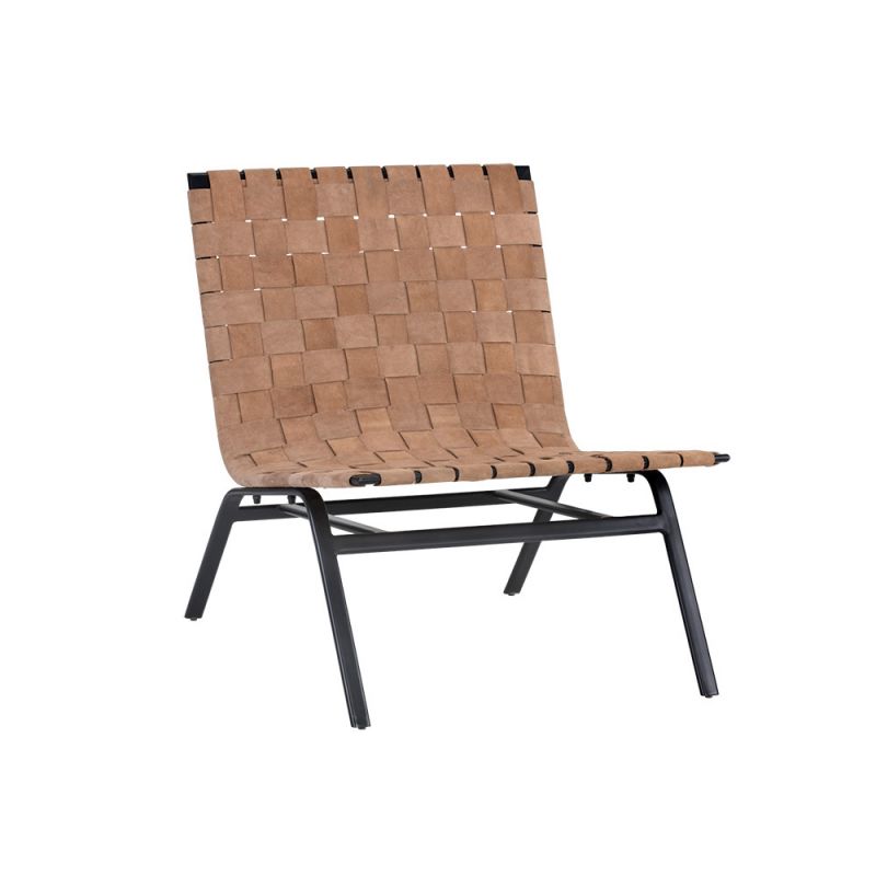 Sunpan - Omari Lounge Chair - Suede Light Tan Leather - 105033