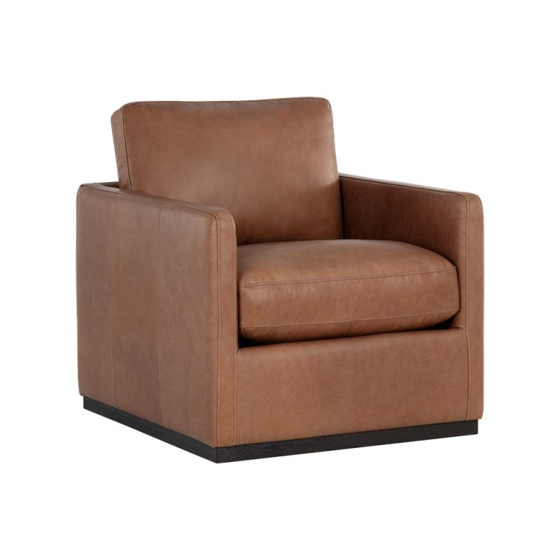 Sunpan - 5West Portman Swivel Lounge Chair - Marseille Camel Leather - 106586