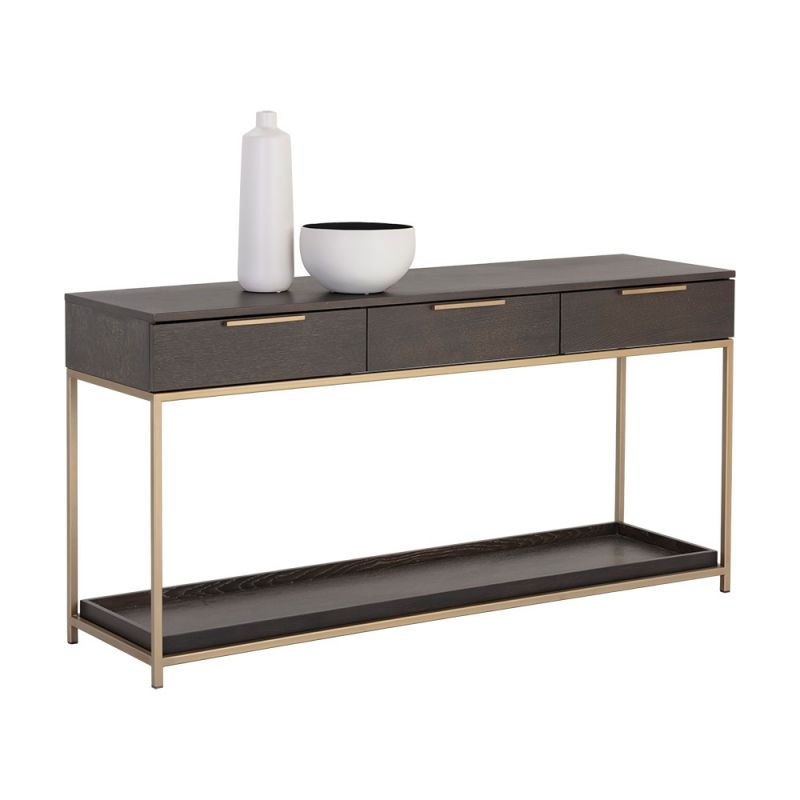 Sunpan - Artezia Rebel Console Table With Drawers  - Gold - Charcoal Grey - 105889