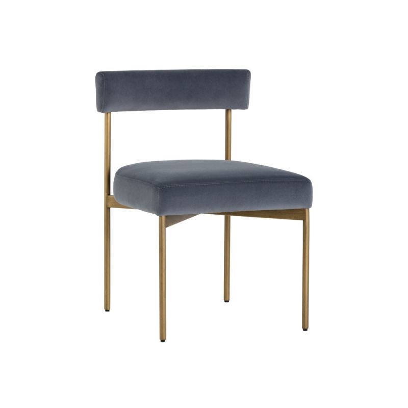 Sunpan - Seneca Dining Chair - Antique Brass - Velvet Slate (Set Of 2) - 103365