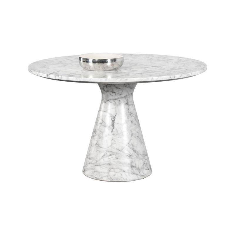 Sunpan - MIXT Shelburne Dining Table - Marble Look - White - 47