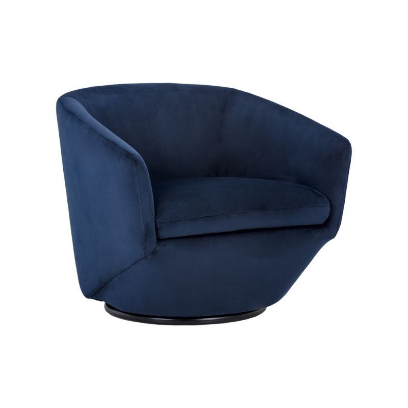 Sunpan - 5West Treviso Swivel Lounge Chair - Metropolis Blue - 105356