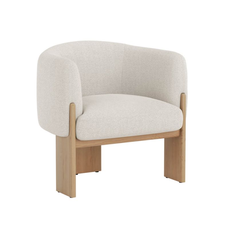 Sunpan - Trine Lounge Chair - Rustic Oak - Dove Cream - 111088