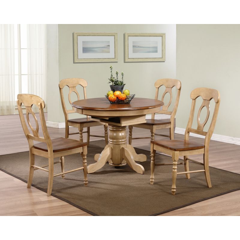 Sunset Trading - 5 Piece Brook Round or Oval Butterfly Leaf Dining Set with Napoleon Chairs - DLU-BR4260-C50-PW5PC