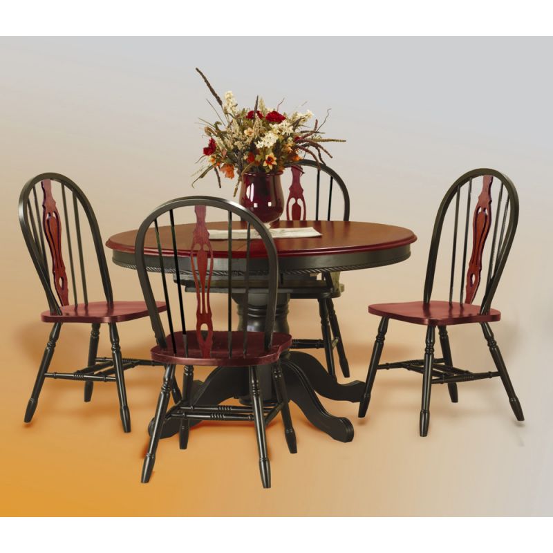 Sunset Trading - 5 Piece Pedestal Butterfly Leaf Dining Set with Keyhole Chairs - DLU-TBX4866-124S-BCH5PC