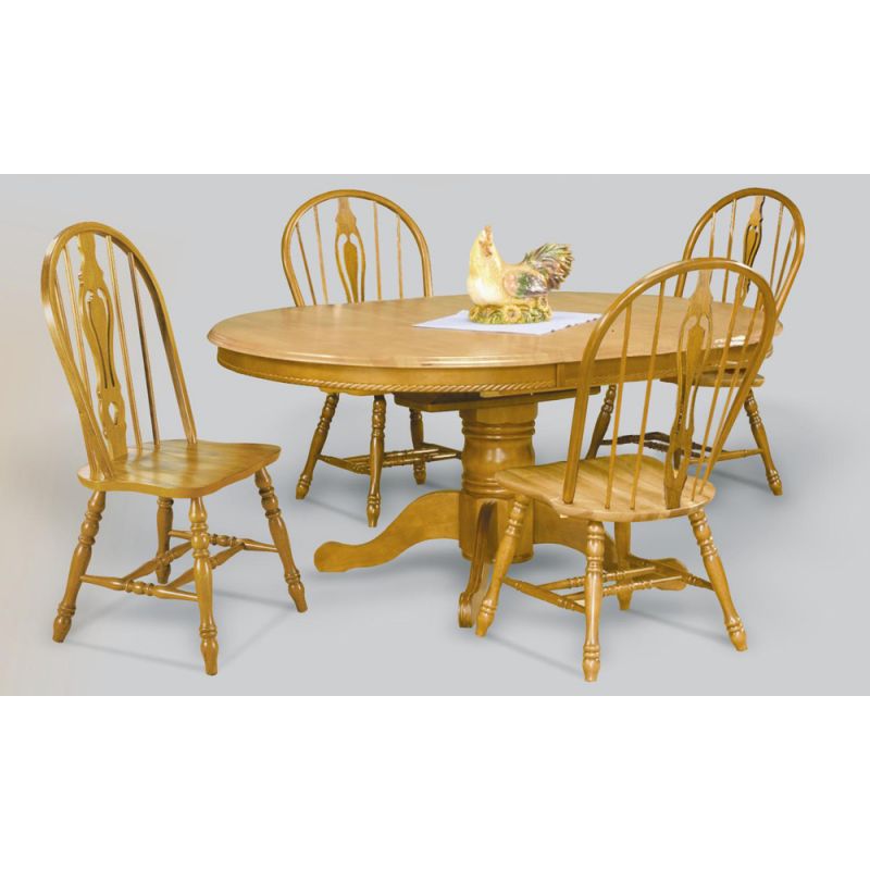 Sunset Trading - 5 Piece Pedestal Butterfly Leaf Dining Set with Keyhole Chairs - DLU-TBX4866-124S-LO5PC