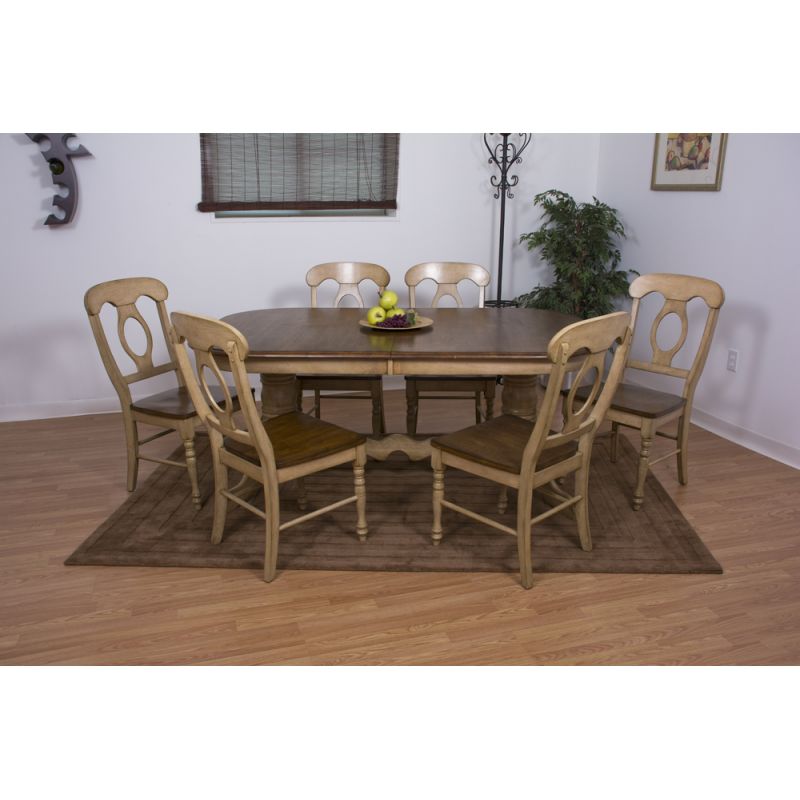 Sunset Trading - 7 Piece Brook Double Pedestal Extension Dining Set with Napoleon Chairs - DLU-BR4296-C50-PW7PC