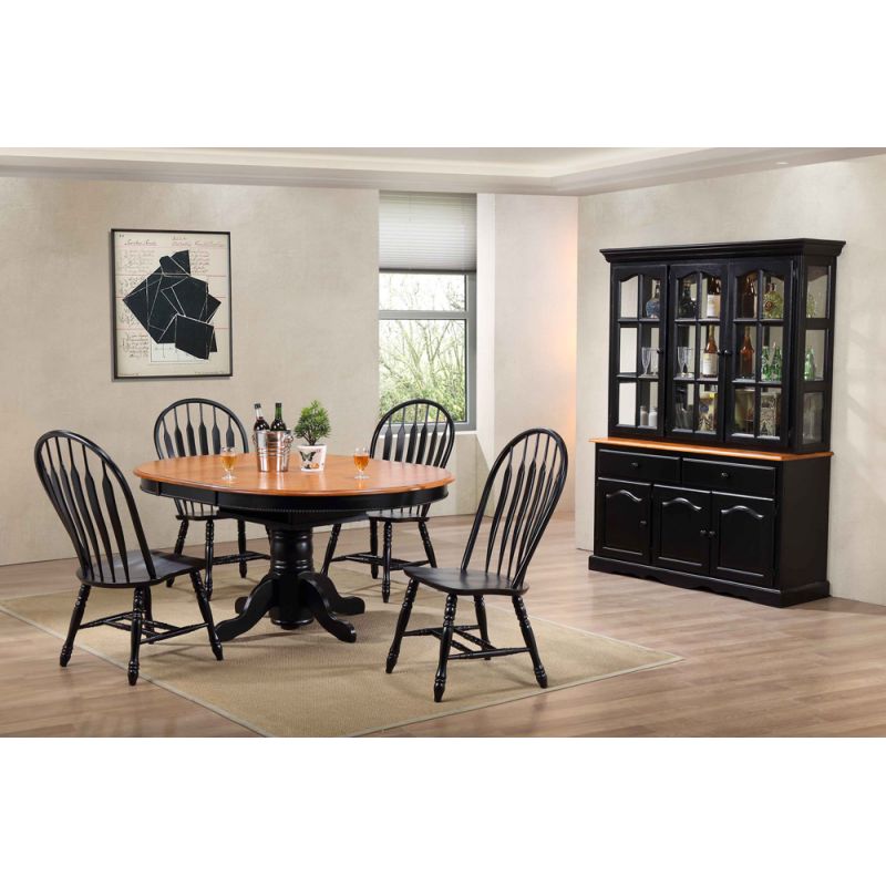 Sunset Trading - 7 Piece Pedestal Dining Table Set with China Cabinet - DLU-TBX4866-4130-22BHAB7PC