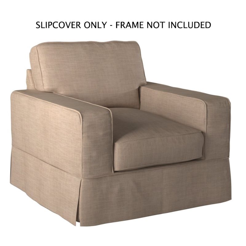 Sunset Trading - Americana Slipcover for Box Cushion Track Arm Chair - Linen - SU-108520SC-466082