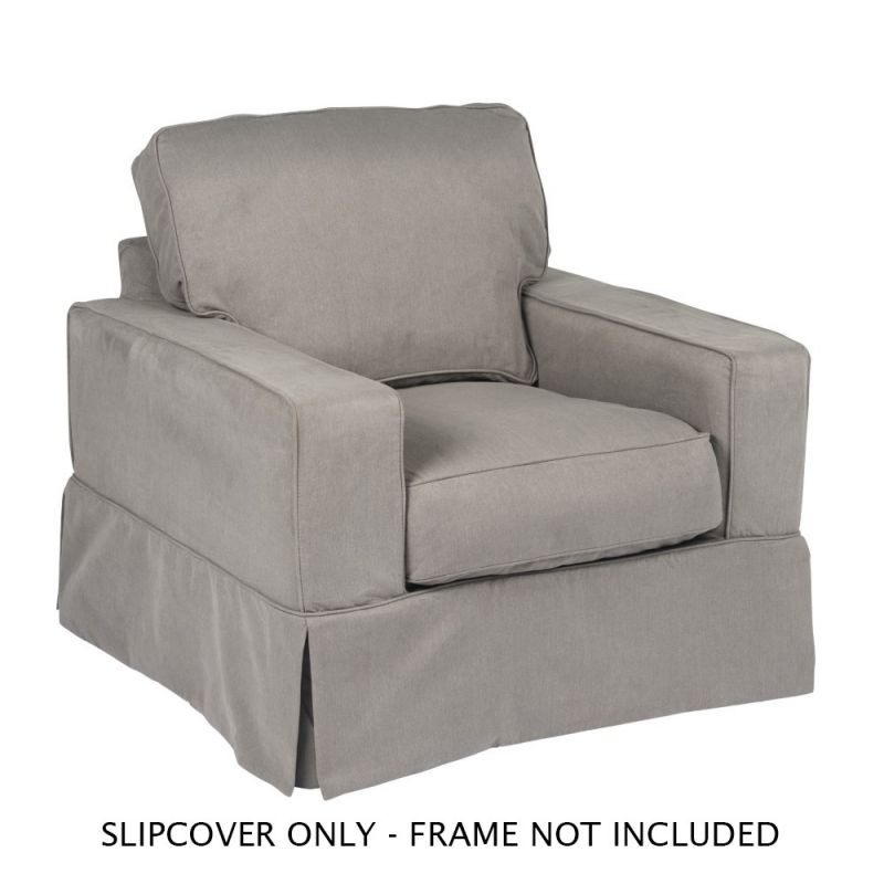 Sunset Trading - Americana Slipcover for Box Cushion Track Arm Chair - Performance Fabric - Gray - SU-108520SC-391094