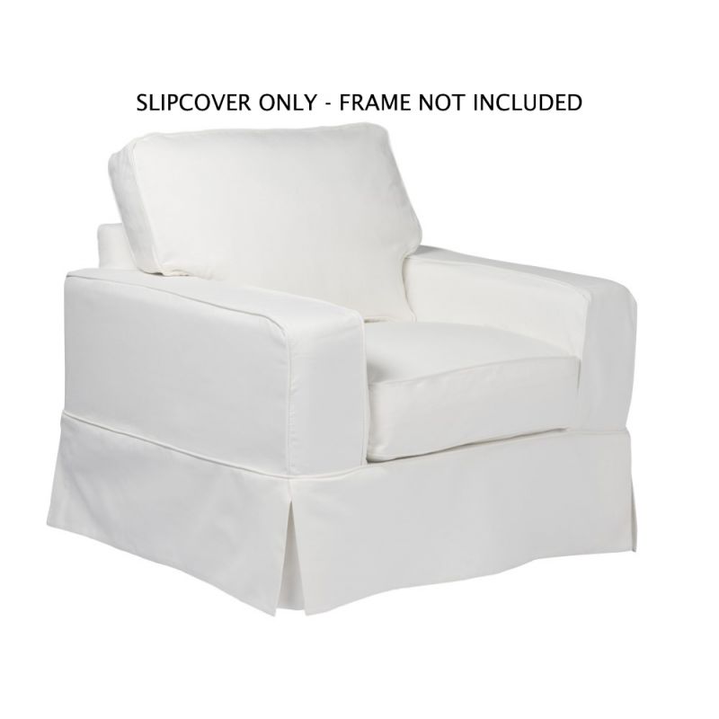 Sunset Trading - Americana Slipcover for Box Cushion Track Arm Chair - Performance Fabric - White - SU-108520SC-391081