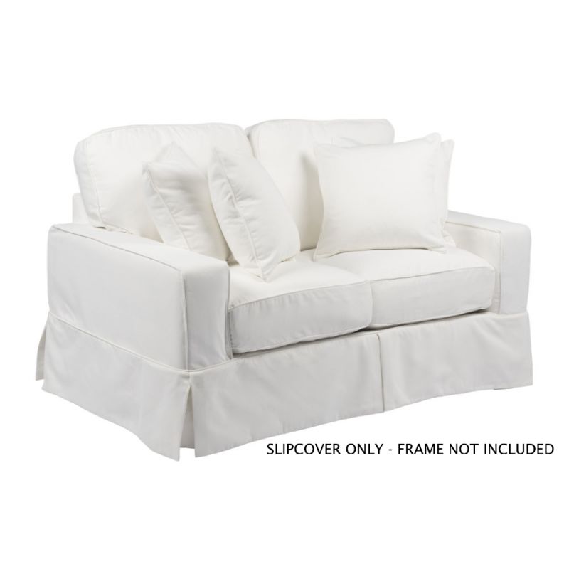 Sunset Trading - Americana Slipcover for Box Cushion Track Arm Loveseat - Performance Fabric - White - SU-108510SC-391081