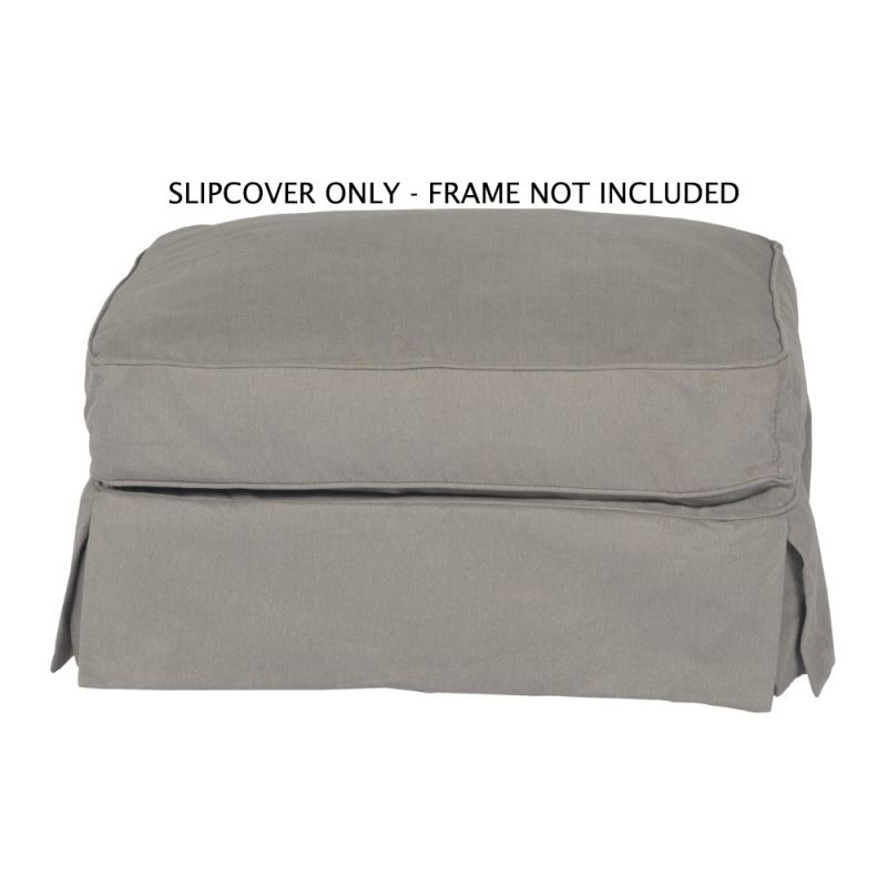 Sunset Trading - Americana Slipcover for Rectangular Ottoman - Performance Fabric - Gray - SU-108530SC-391094