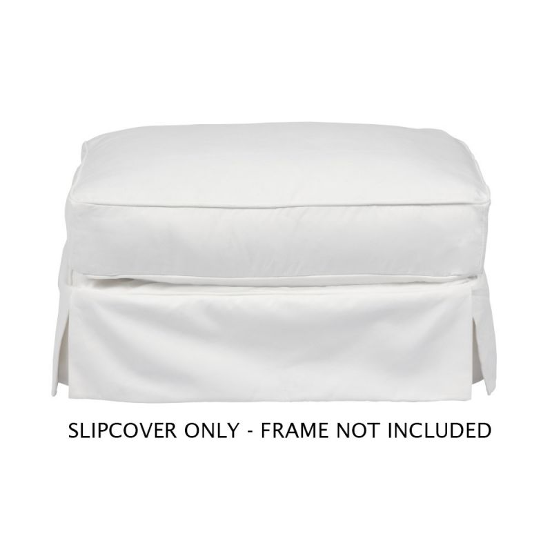 Sunset Trading - Americana Slipcover for Rectangular Ottoman - Performance Fabric - White - SU-108530SC-391081
