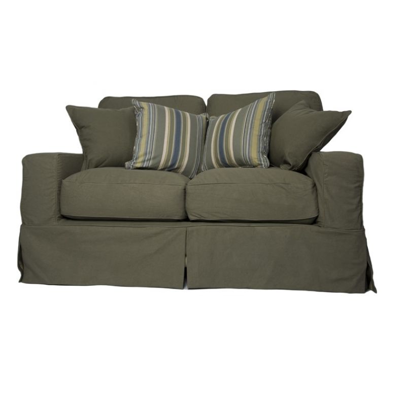 Sunset Trading - Americana Slipcovered Loveseat in Forest Green - SU-108510-410026