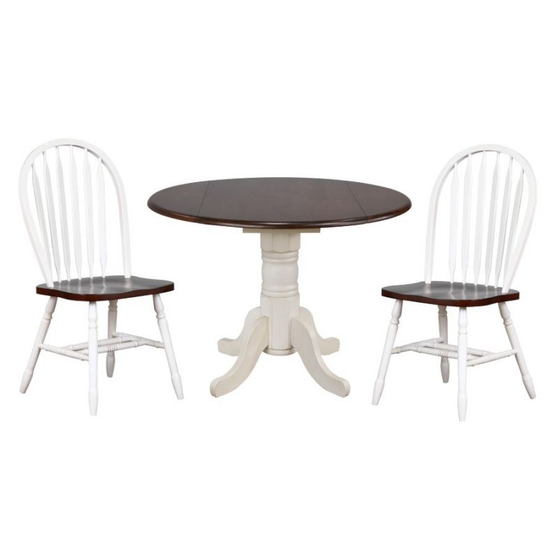 Sunset Trading - Andrews 3 Piece 42 Round Drop Leaf Dining Set With Arrowback Chairs - DLU-ADW4242-820-AW3PC