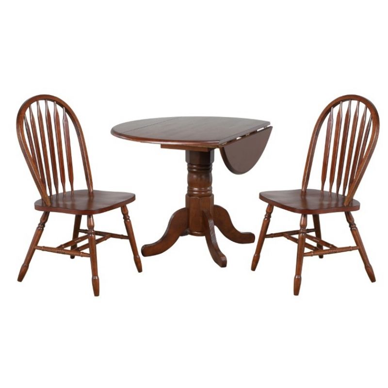 Sunset Trading - Andrews 3 Piece 42 Round Drop Leaf Dining Set With Arrowback Chairs - DLU-ADW4242-820-CT3PC
