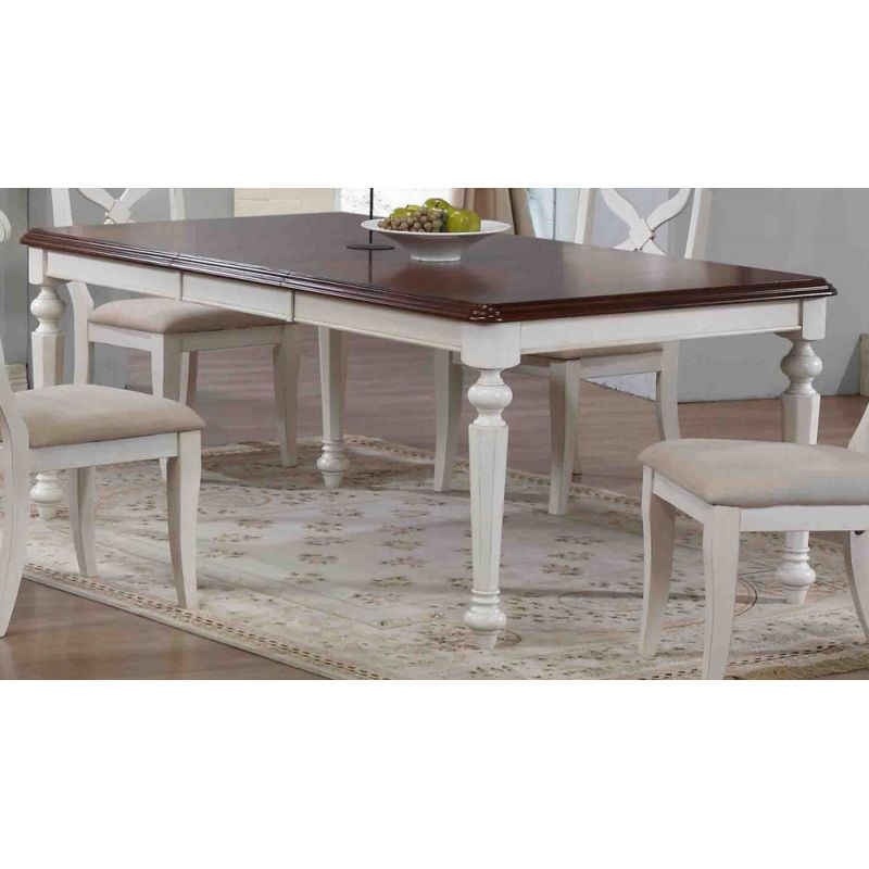 Sunset Trading - Andrews Butterfly Leaf Dining Table in Antique White with Chestnut Finish Top - DLU-ADW4276-AW