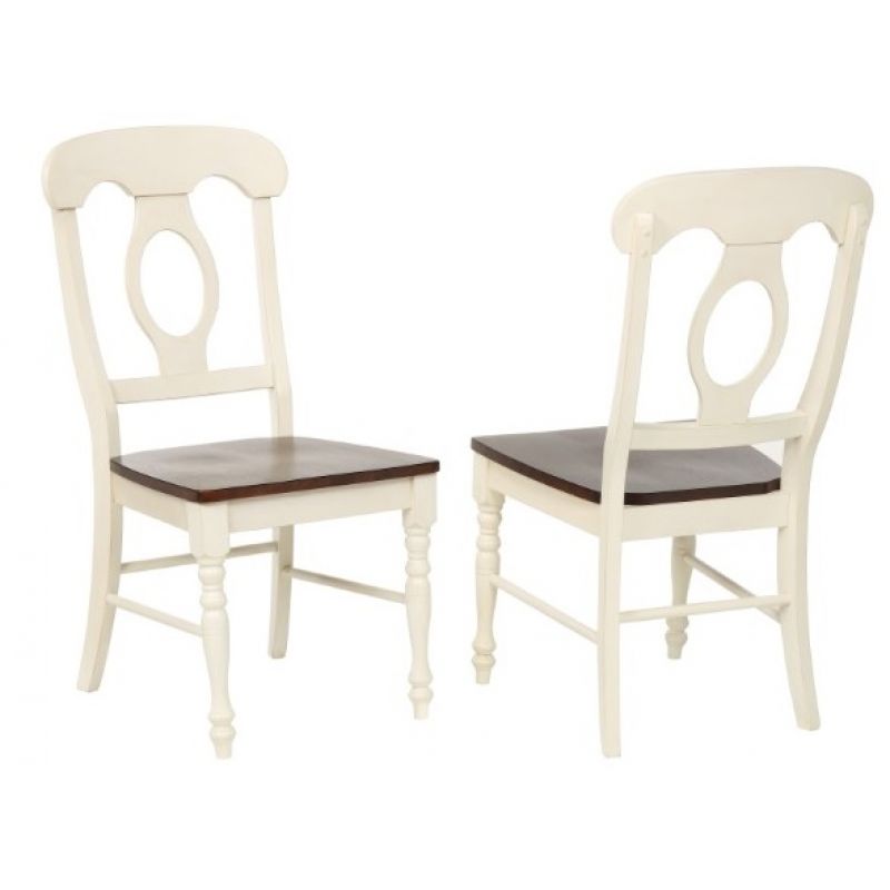 Sunset Trading - Andrews Napoleon Dining Chair In Antique White And Chestnut (Set of 2) - DLU-ADW-C50-AW-2