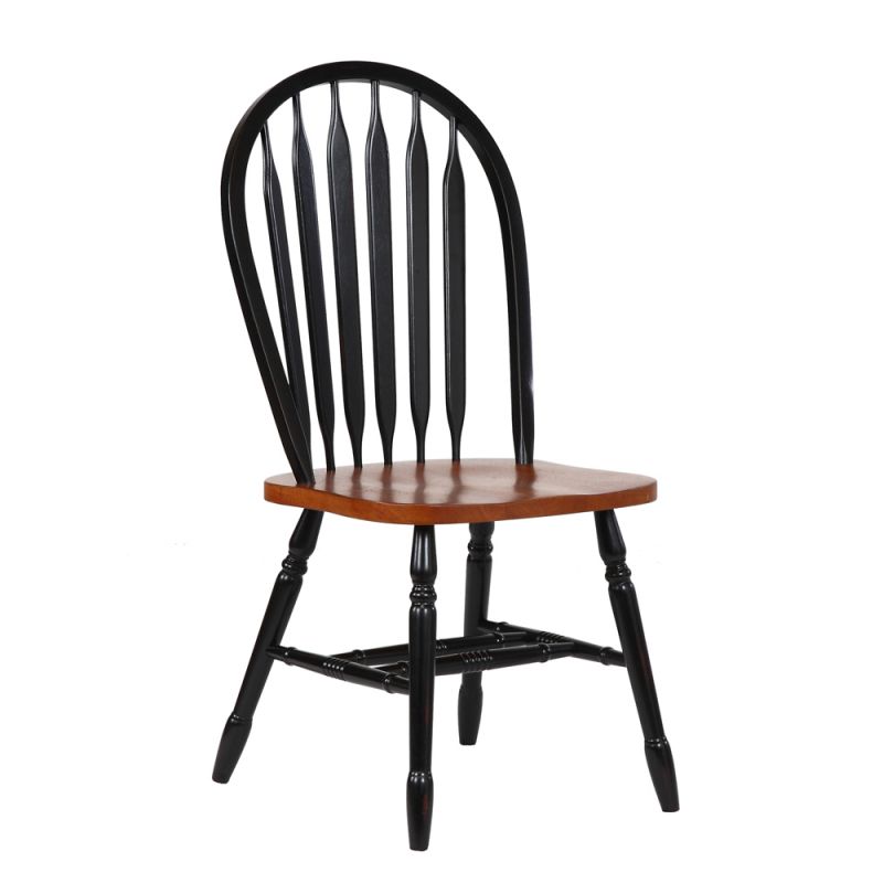 Sunset Trading - Arrowback Dining Chair in Antique Black and Cherry (Set of 2) - DLU-820-BCH-2