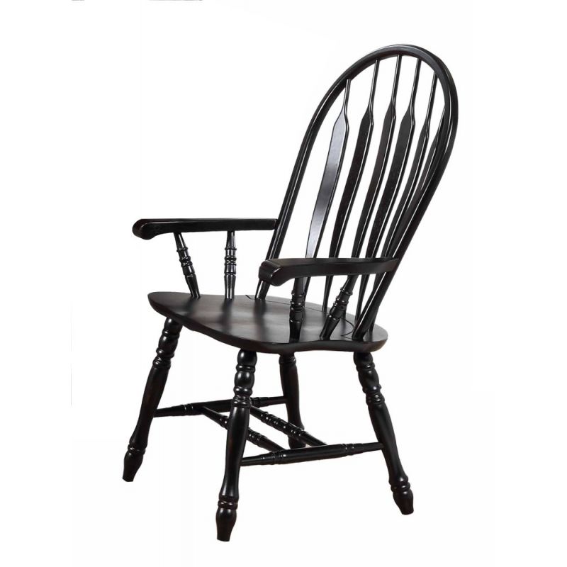 Sunset Trading - Black Cherry Selections Comfort Dining Arm Chair In Antique Black - DLU-4130-AB-A