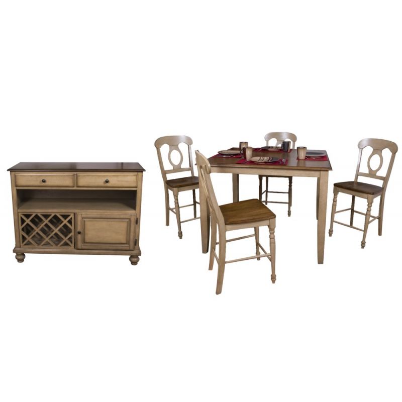 Sunset Trading - Brook 6 Piece 48 Square Pub Set With Napoleon Stools And Server - DLU-BR4848CB-B50-SRPW6PC