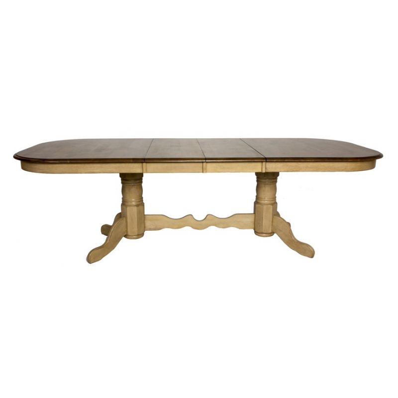 Sunset Trading - Brook Double Pedestal Extension Dining Table - DLU-BR4296-PW