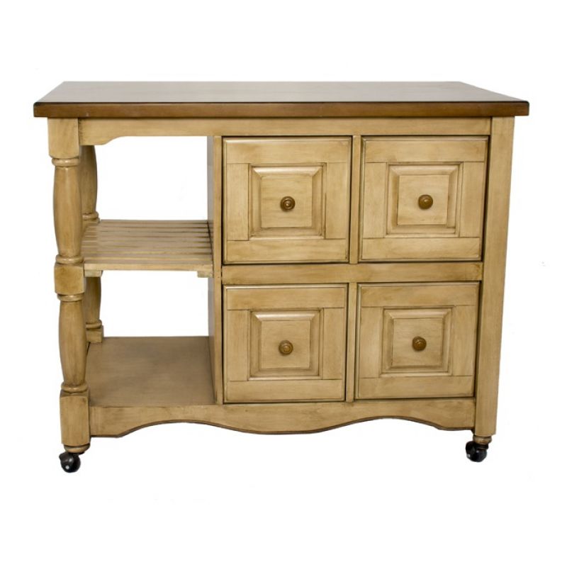 Sunset Trading - Brook Four Drawer Kitchen Cart - DCY-CRT-03-PW