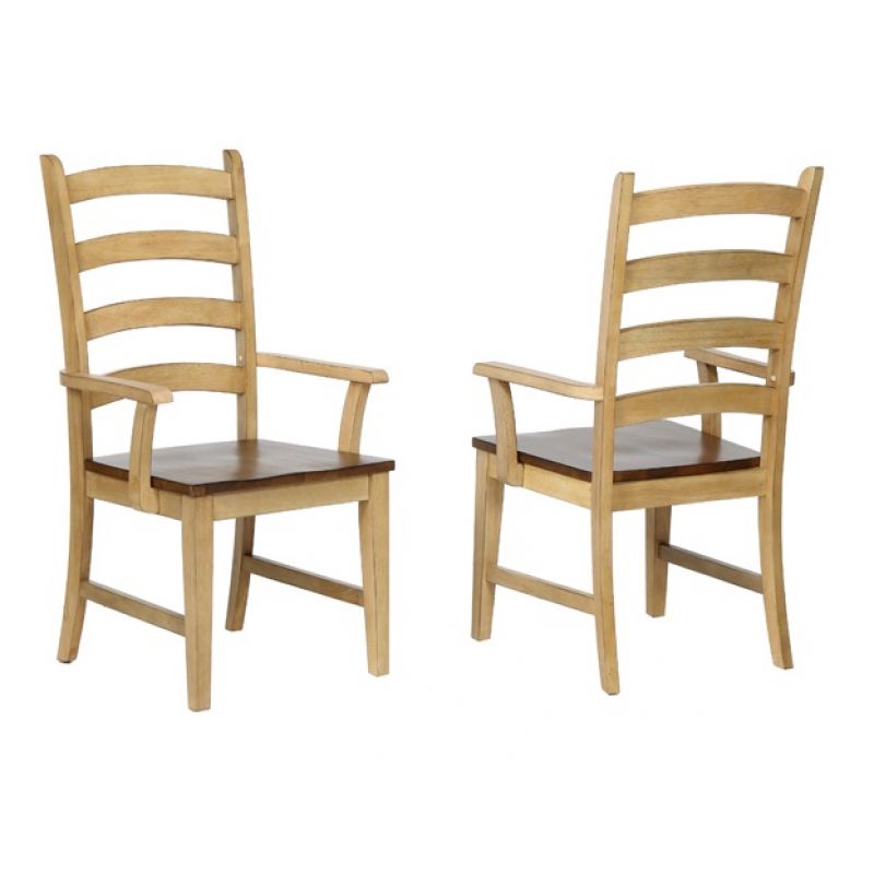 Sunset Trading - Brook Ladder Back Dining Arm Chair - (Set of 2) - DLU-BR-C80A-PW-2
