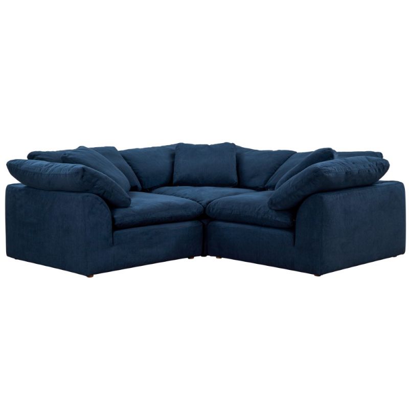 Sunset Trading Contemporary Puff Collection 3PC Slipcovered L-Shape Sectional Sofa Performance Fabric Washable Water-Resistant Stain-Proof 88