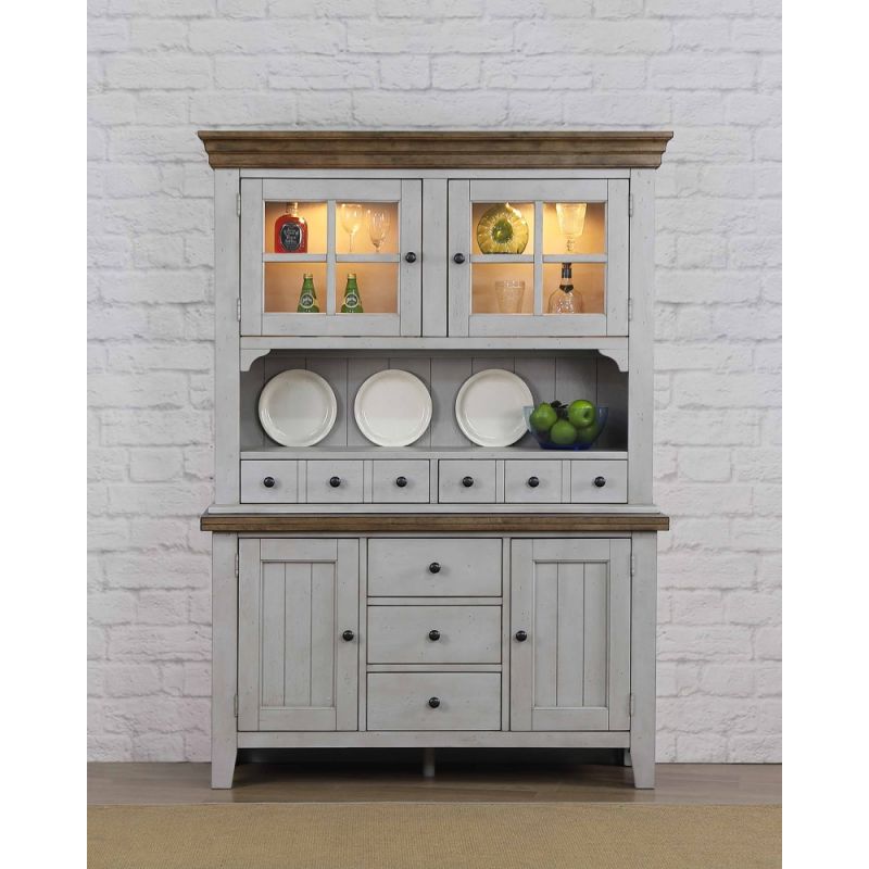 Sunset Trading - Country Grove Buffet and Hutch - Distressed Gray and Brown Wood - DLU-CG-BH-GO
