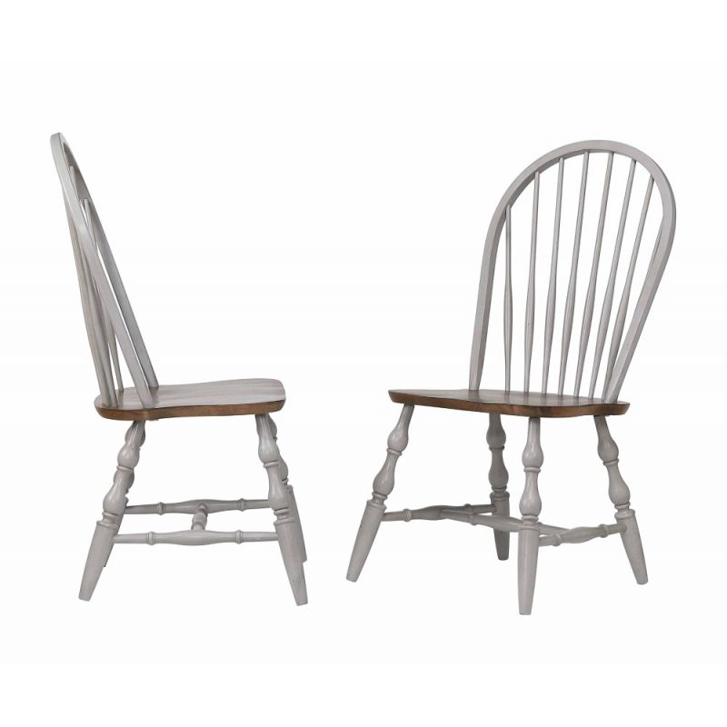 Sunset Trading - Country Grove Windsor Dining Chair - Distressed Gray and Brown Wood (Set of 2) - DLU-CG-C30-GO-2