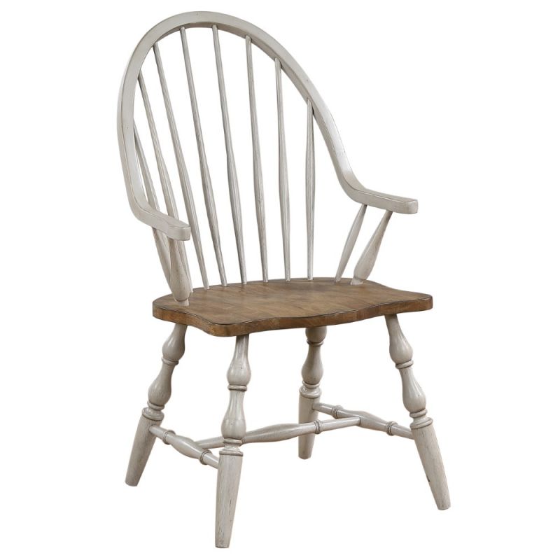 Sunset Trading - Country Grove Windsor Dining Chair with Arms- Distressed Gray and Brown Wood - DLU-CG-C30A-GO