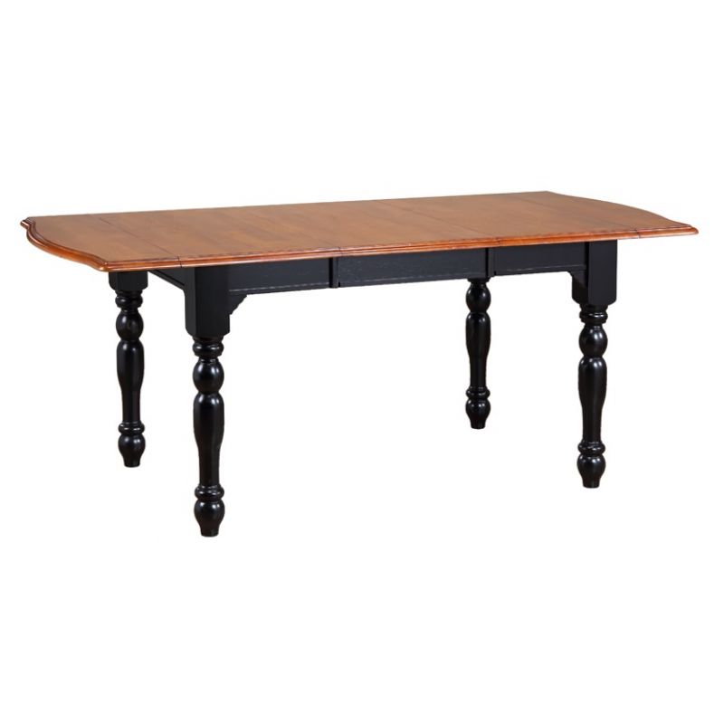 Sunset Trading - Drop Leaf Extension Dining Table in Antique Black with Cherry Finish Top - DLU-TDX3472-BCH