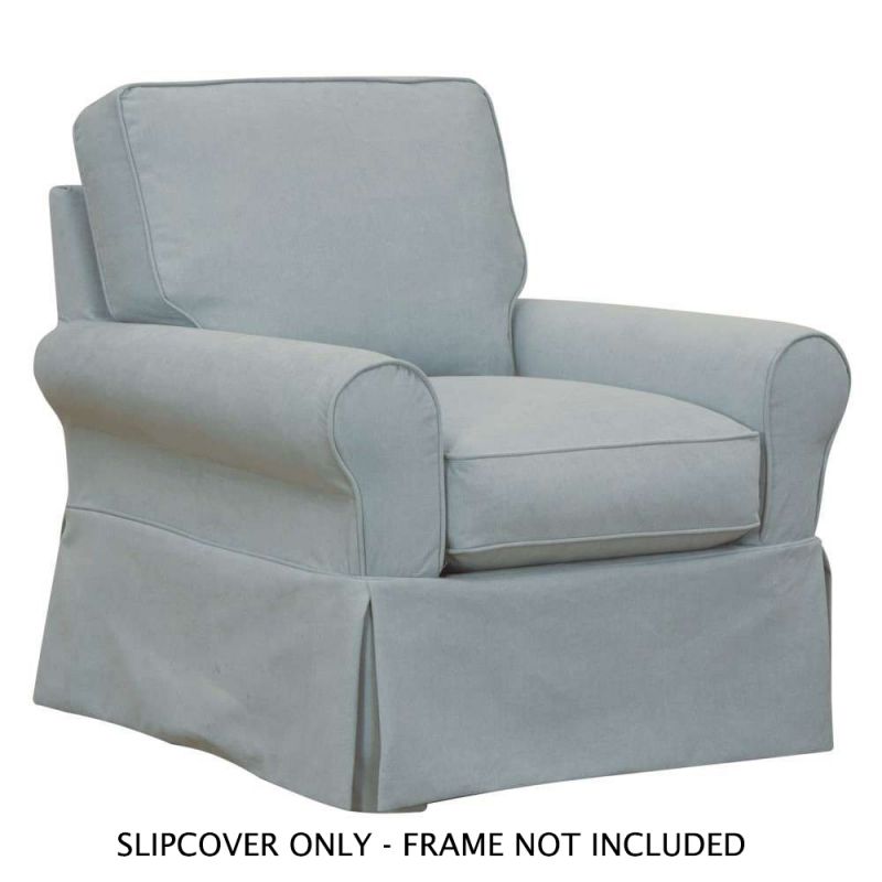 Sunset Trading - Horizon Slipcover Only for Box Cushion Chair Stain Resistant Performance Fabric Ocean Blue - SU-114993SC-391043