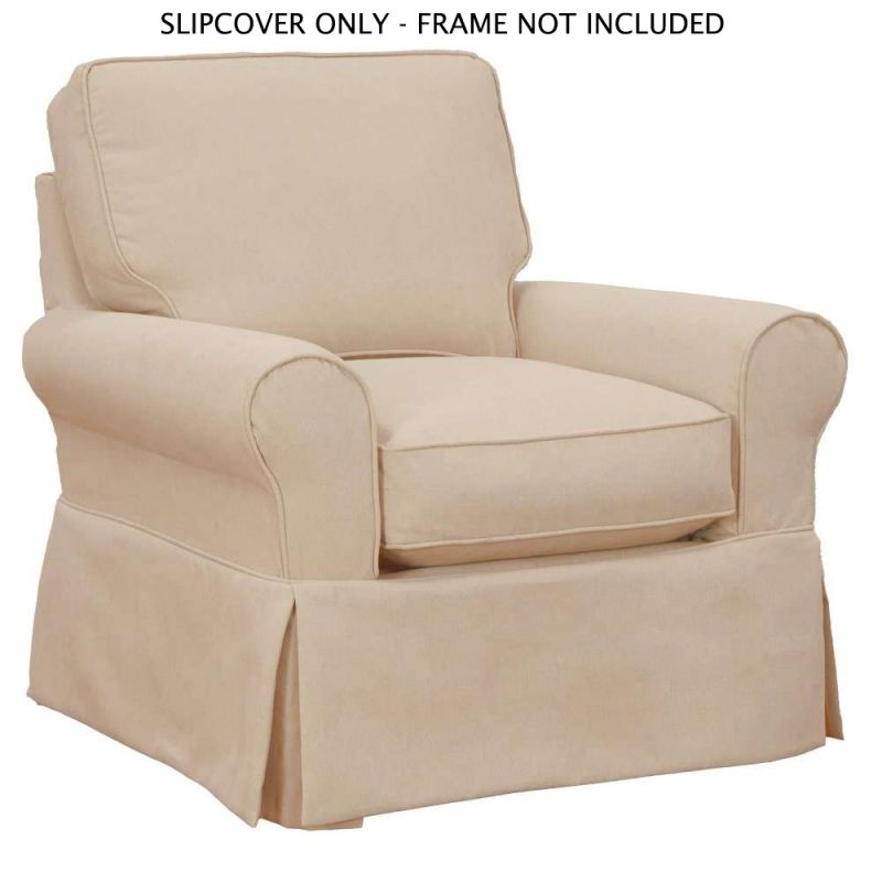 Sunset Trading - Horizon Slipcover Only for Box Cushion Chair Stain Resistant Performance Fabric Tan - SU-114993SC-391084