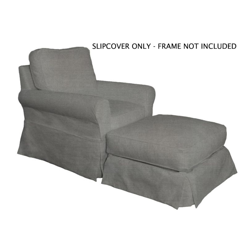 Sunset Trading - Horizon Slipcover For Box Cushion Chair and Ottoman Set - Performance Fabric - Gray - SU-114993SC-30-391094