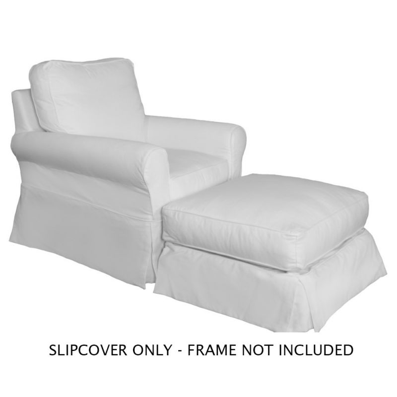 Sunset Trading - Horizon Slipcover For Box Cushion Chair and Ottoman Set - Performance Fabric - White - SU-114993SC-30-391081