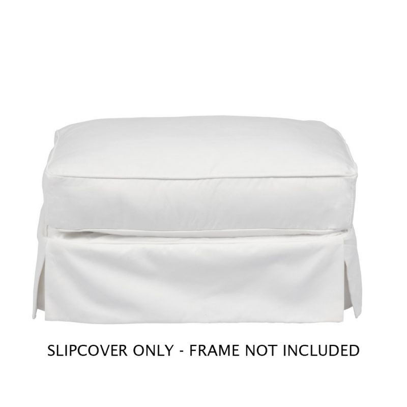 Sunset Trading - Horizon Slipcover for Rectangular Ottoman - Performance Fabric - White - SU-117630SC-391081