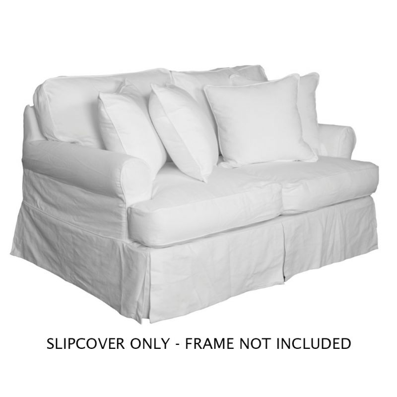 Sunset Trading - Horizon Slipcover for T-Cushion Loveseat - Warm White - SU-117610SC-423080