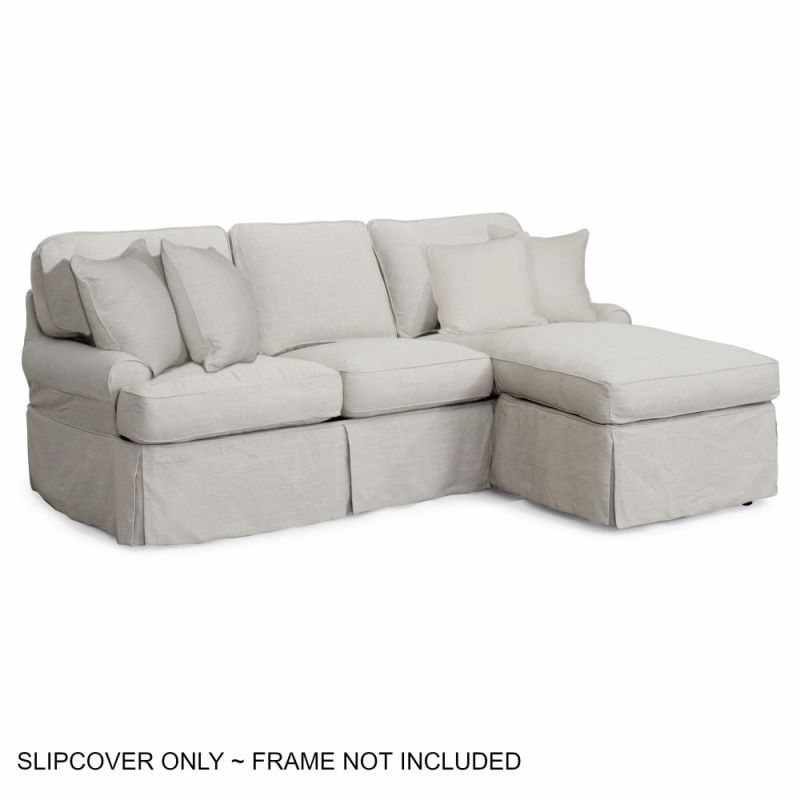 Sunset Trading - Horizon Slipcover for T-Cushion Sectional Sofa with Chaise - Light Gray - SU-117678SC-220591