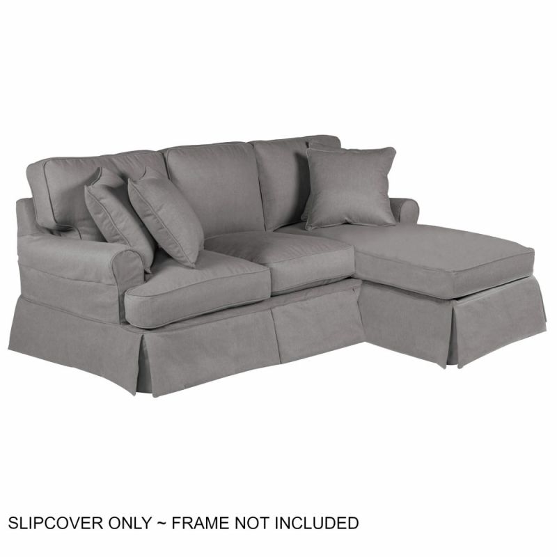 Sunset Trading - Horizon Slipcover for T-Cushion Sectional Sofa with Chaise - Performance Fabric - Gray - SU-117678SC-391094