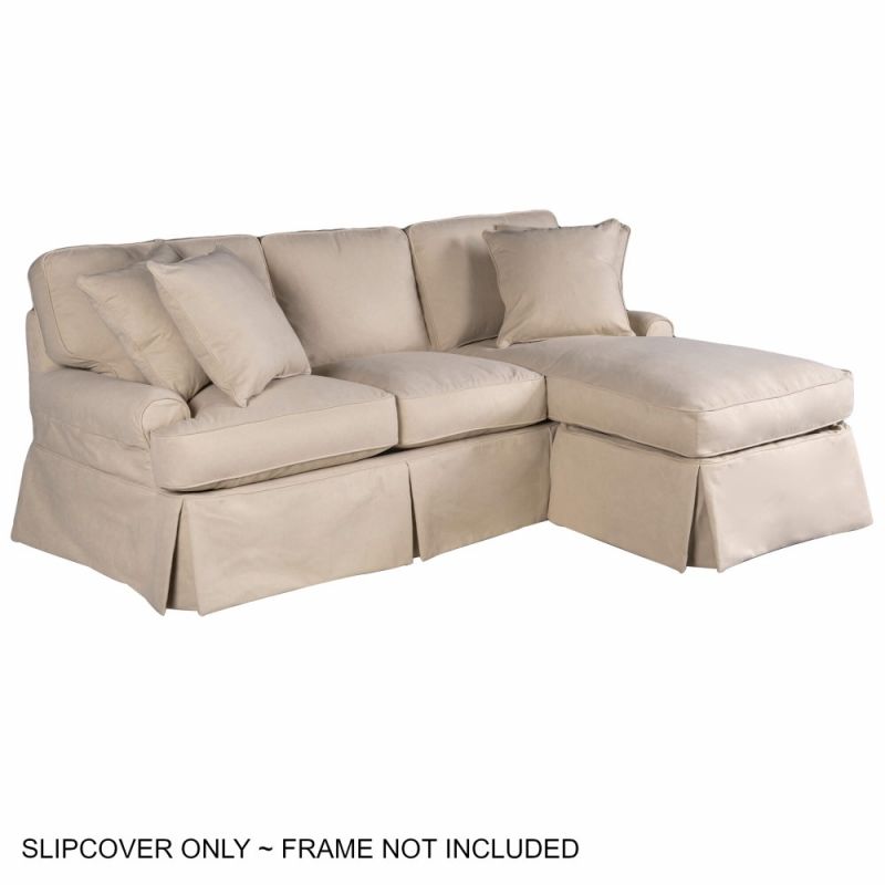 Sunset Trading - Horizon Slipcover for T-Cushion Sectional Sofa with Chaise - Performance Fabric - Tan - SU-117678SC-391084