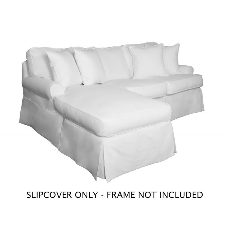 Sunset Trading - Horizon Slipcover for T-Cushion Sectional Sofa with Chaise - Performance Fabric - White - SU-117678SC-391081