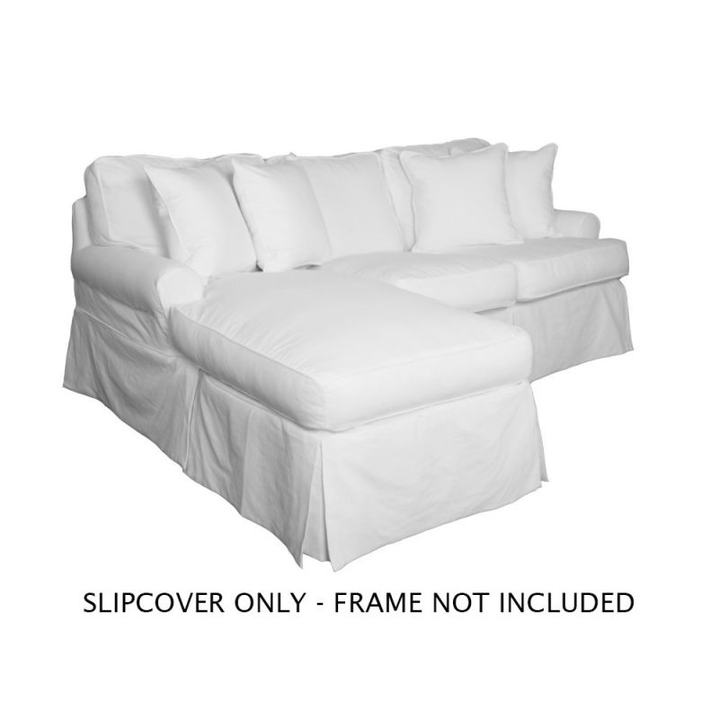 Sunset Trading - Horizon Slipcover for T-Cushion Sectional Sofa with Chaise - Warm White - SU-117678SC-423080