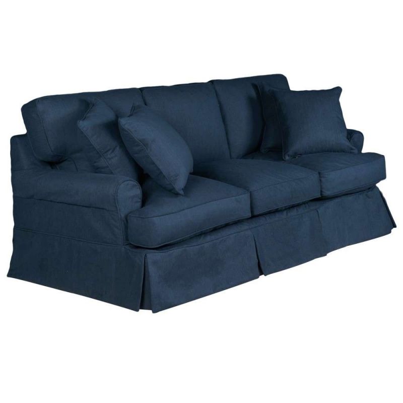 Sunset Trading - Horizon Slipcover for T-Cushion Sofa - Performance Fabric - Navy Blue - SU-117600SC-391049