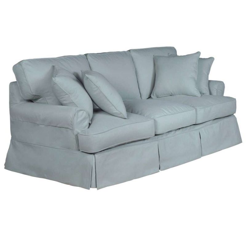 Sunset Trading - Horizon Slipcover for T-Cushion Sofa - Performance Fabric - Ocean Blue - SU-117600SC-391043